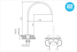 Treforo 3 Hole Curved Spout Tap